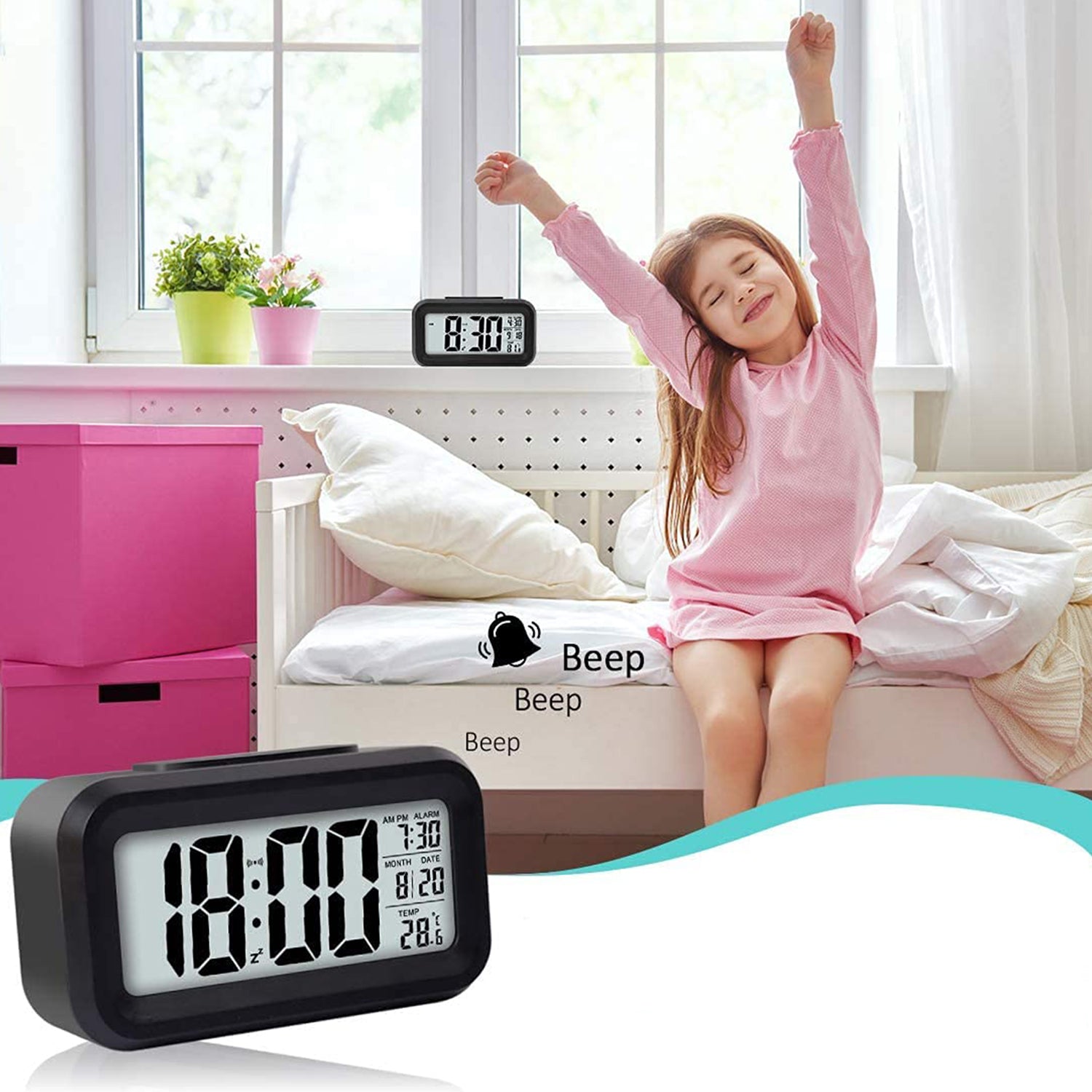 Digital LCD Alarm Clock with Backlight (1 Pc) Digital LCD Alarm Clock with Backlight (1 Pc)
